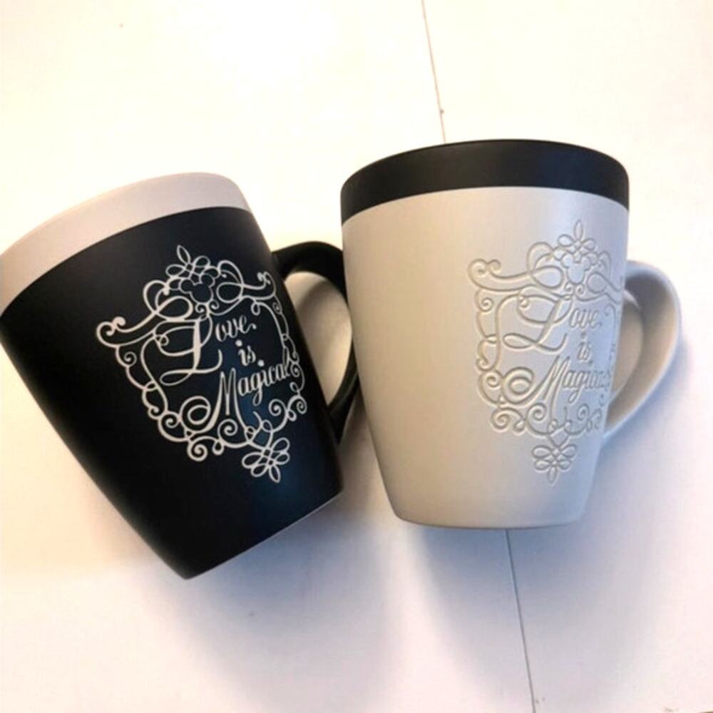 Disney Disneyana "Mr. & Mrs." Wedding Mug Set Love is Magical EUC 2 Pieces
